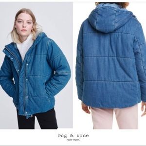 Rag & Bone Denim Puffer Coat in Indigo NWT and still in R&B shipment box.